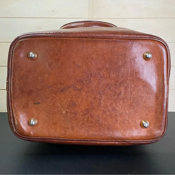 Vintage Pollini Purse Woven Italian Leather Tote Shoulder Bag Brown Brass - Picture 7 of 10